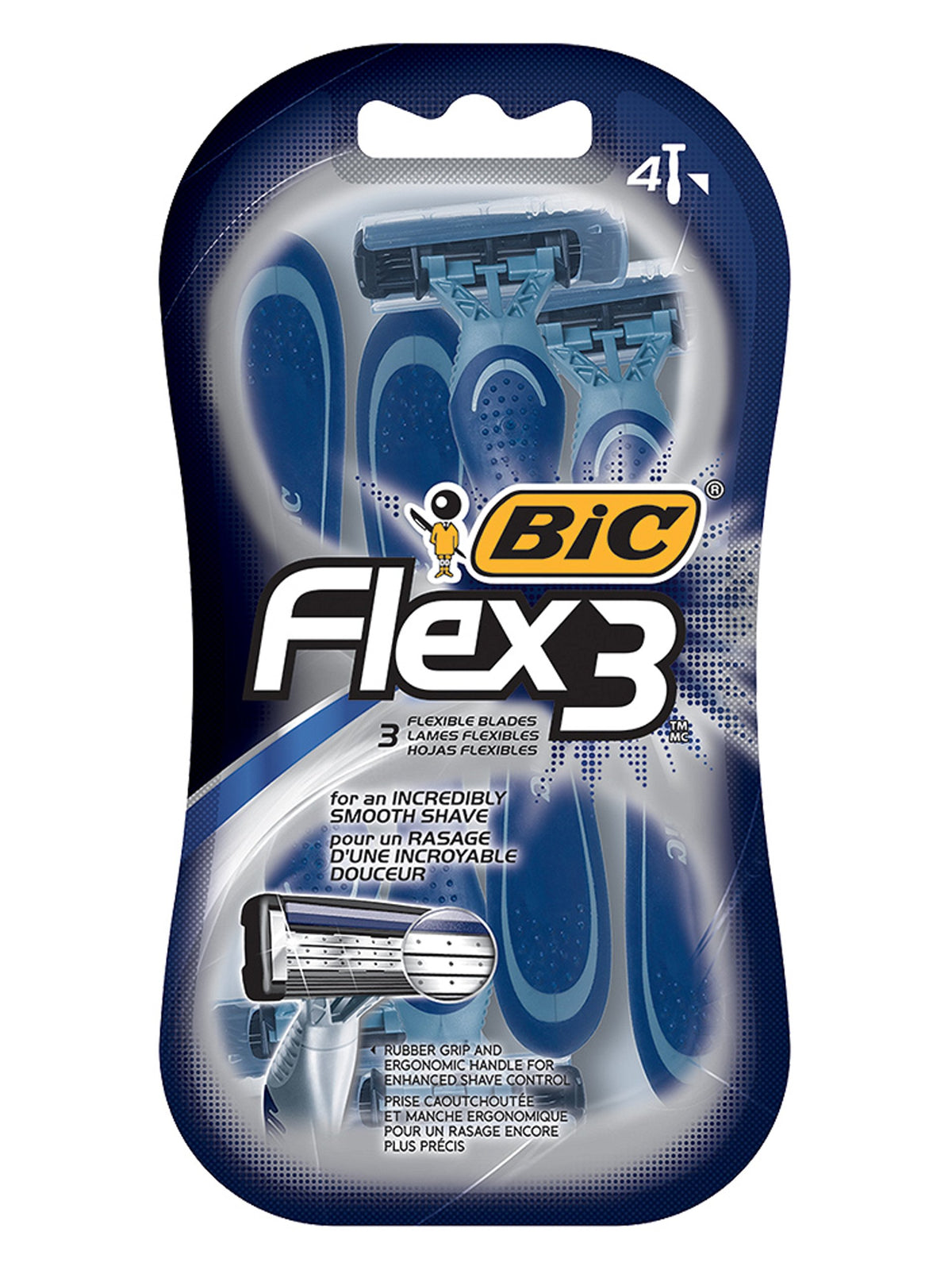 BIC Flex 3 shaver pivot head helps glide smoothly across contours.