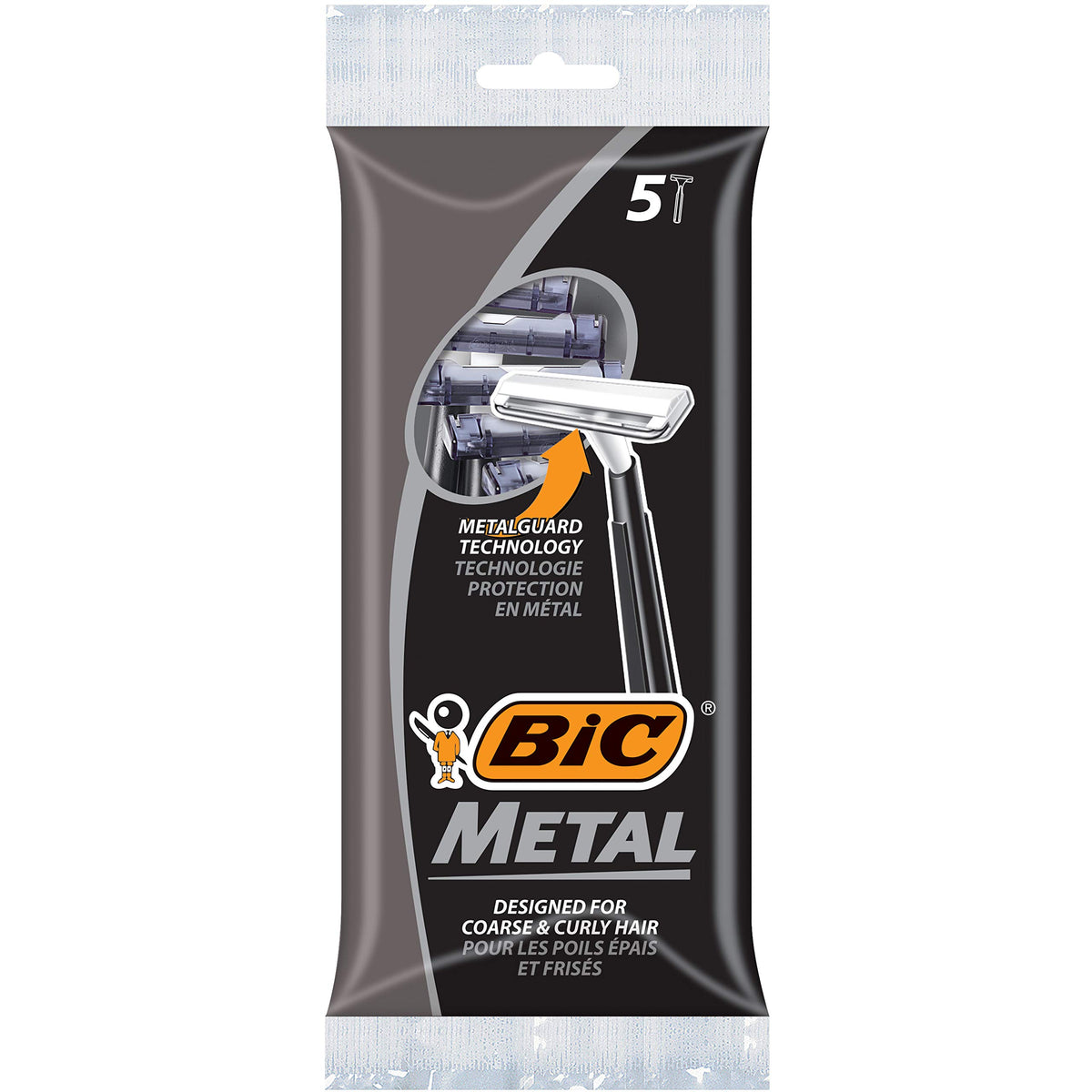Sleek BIC men's razor design for control in tight areas.