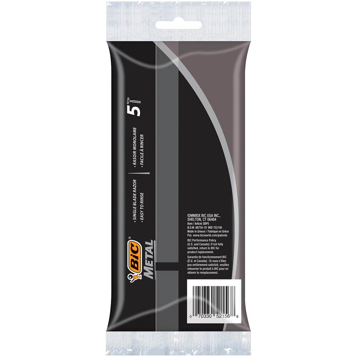 Travel-friendly BIC razor with slim head for quick grooming.