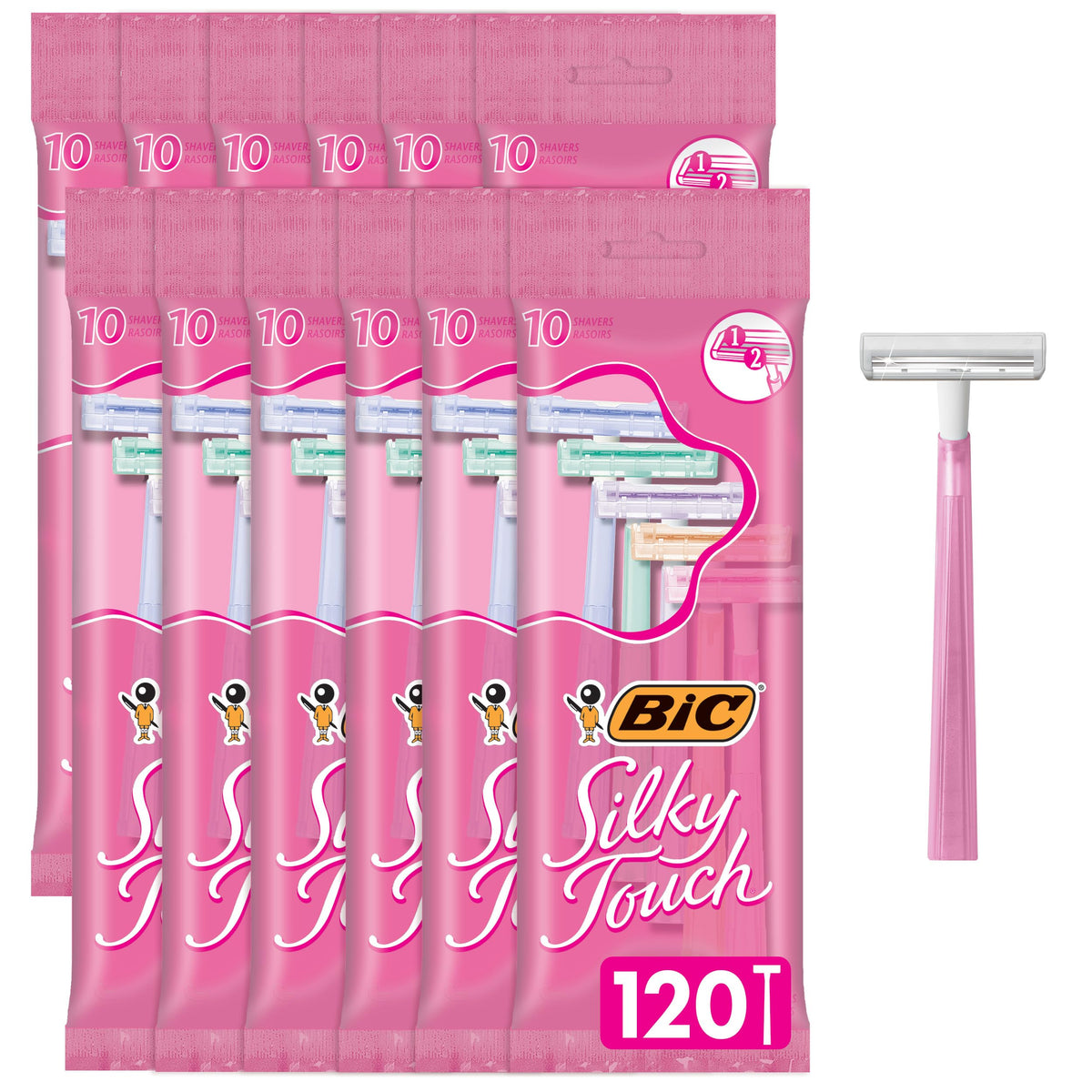 BIC Silky Touch purple-handle razor for a smooth shave