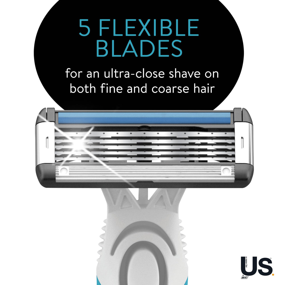 BIC Us razor lubricating strip with aloe and vitamin E for smooth glide