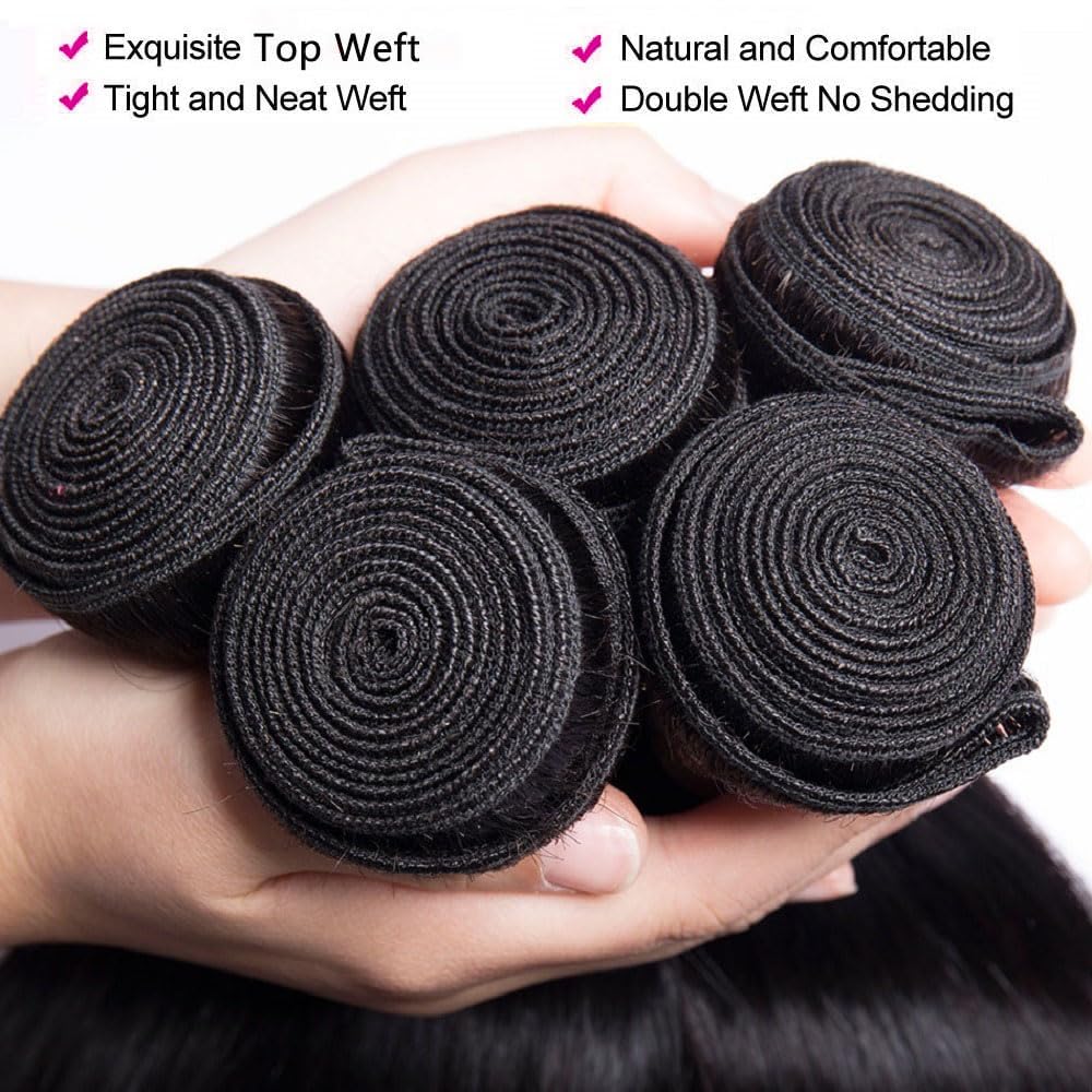 BICNGA natural black straight bundles with frontal for full body.
