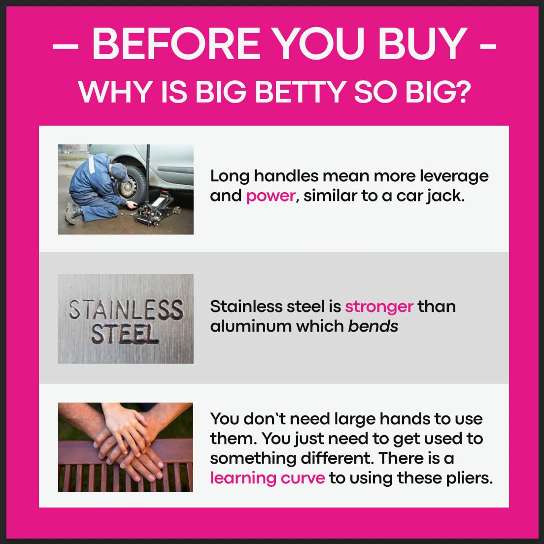 Big Betty tool helps reduce hand fatigue during frequent squeezes