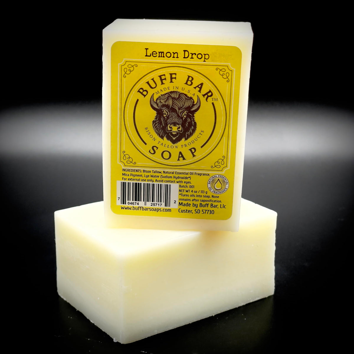 Big Crazy Buffalo Lemon Drop soap for shaving, smooth surface for a close glide.