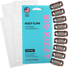 Big Kizzy DIY Clip-In Kit brown, complete for easy at-home conversion.