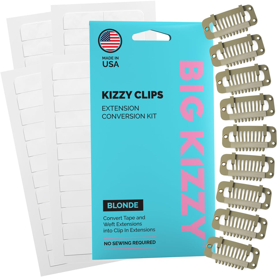 Big Kizzy Clips with 9 snap clips for quick, secure clip-in conversions.