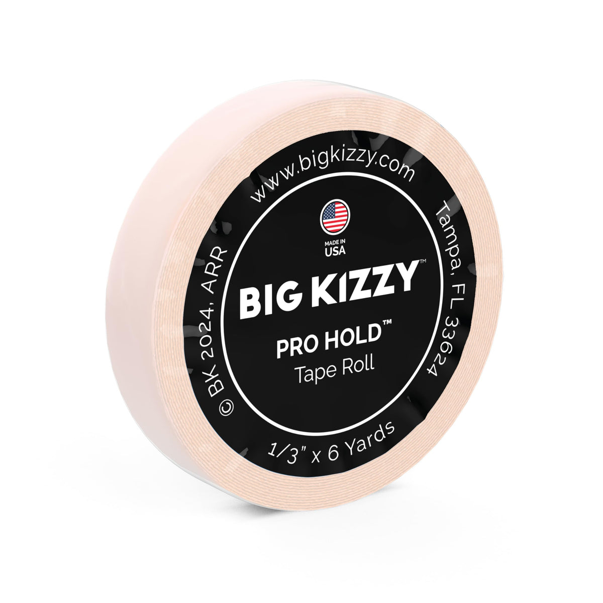 Big Kizzy Pro Hold tape roll packaging for quick professional replacement use.