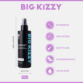 Big Kizzy Pro Remover spray shows fast adhesive release during removal