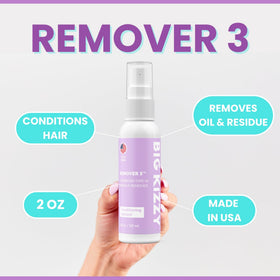 Big Kizzy Remover 3 combs from root to end to lift residue.