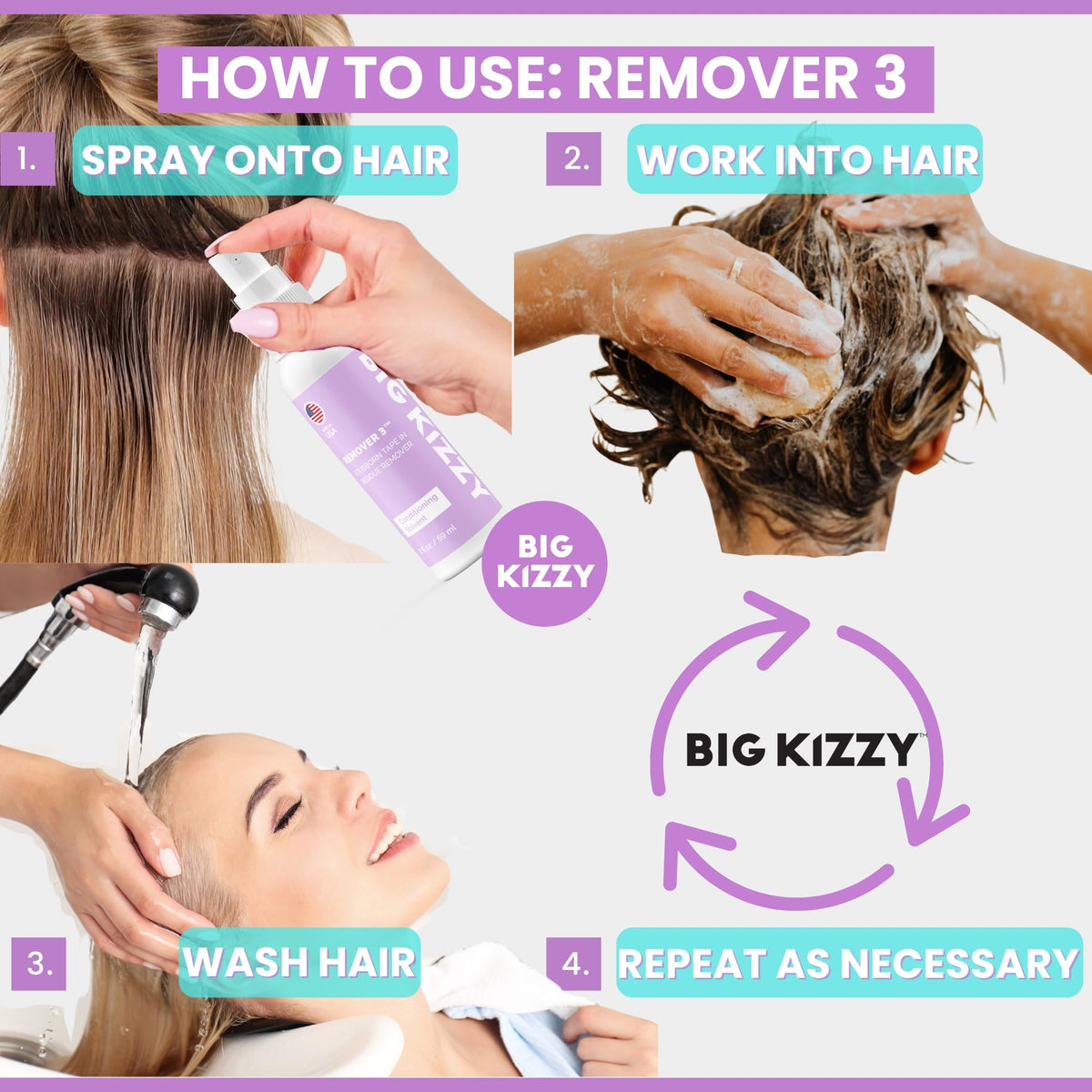 Big Kizzy Remover 3 deep conditioner step boosts hair conditioning.