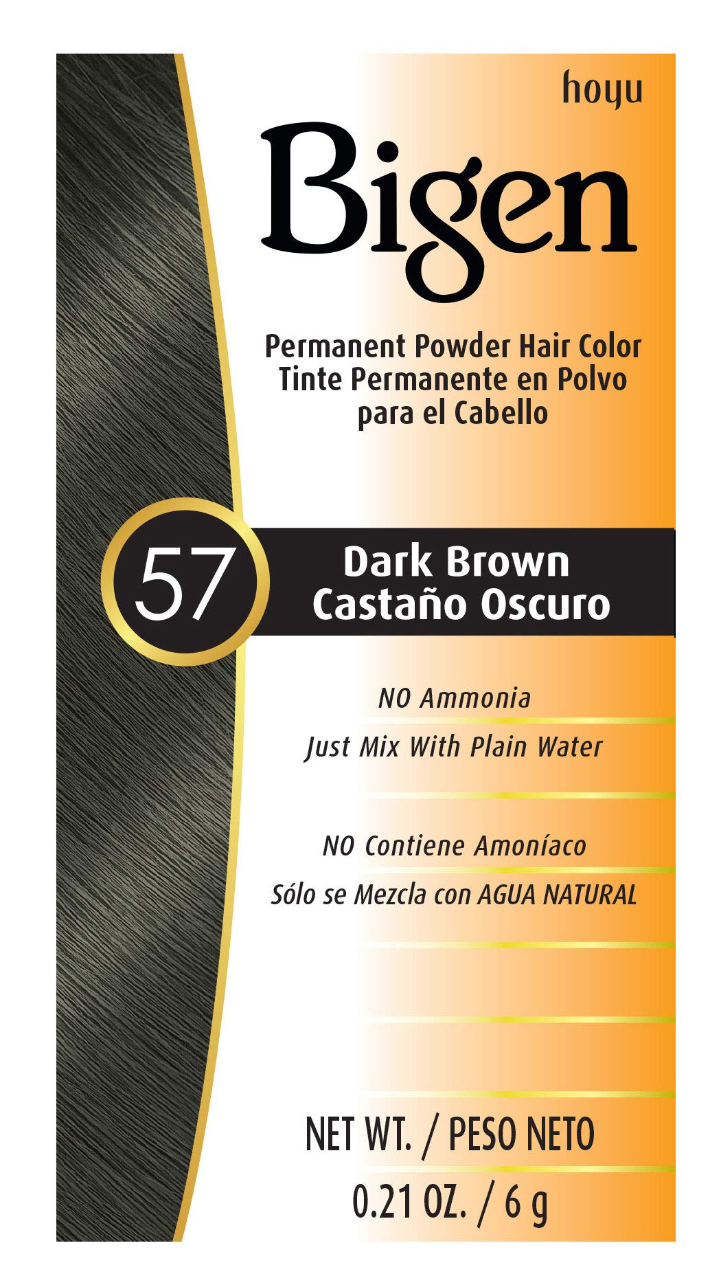 Bigen #57 Dark Brown powder packaging ready for color application.