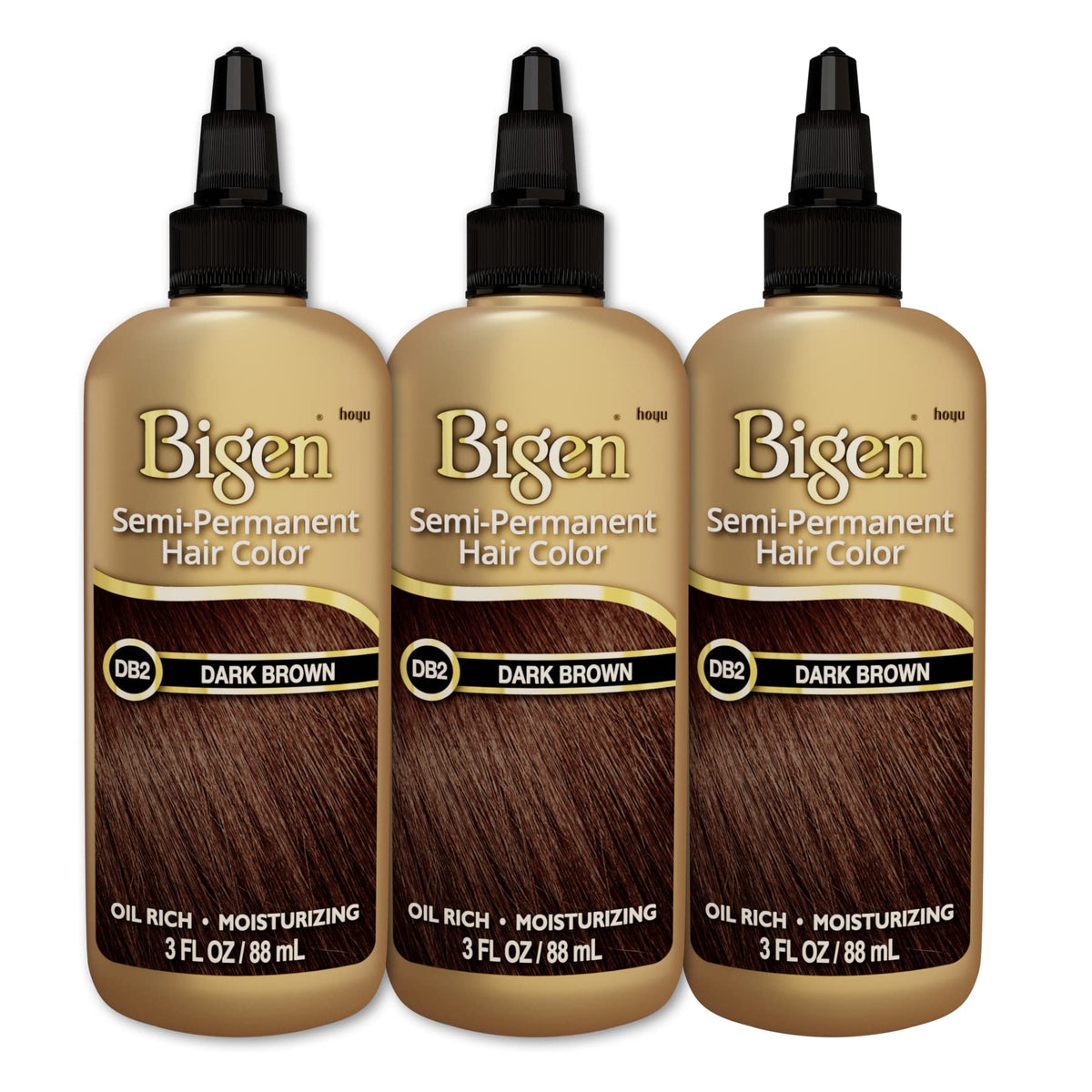 Bigen DB2 Dark Brown pack front view for home color application.