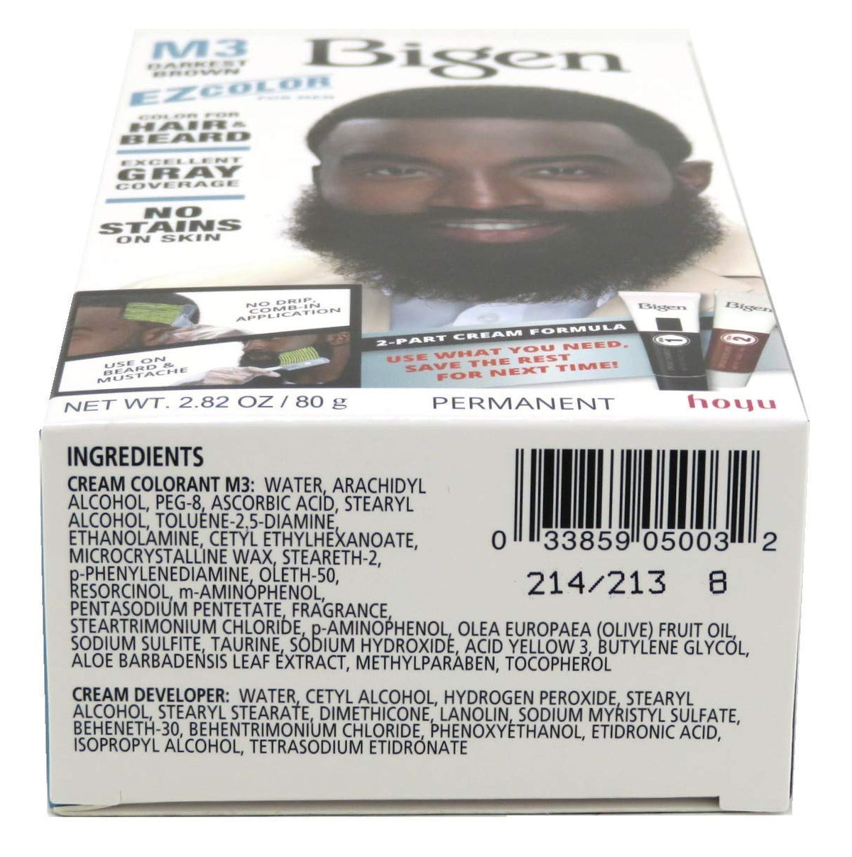Close-up of Bigen EZ Color depositing color with minimal dripping during application