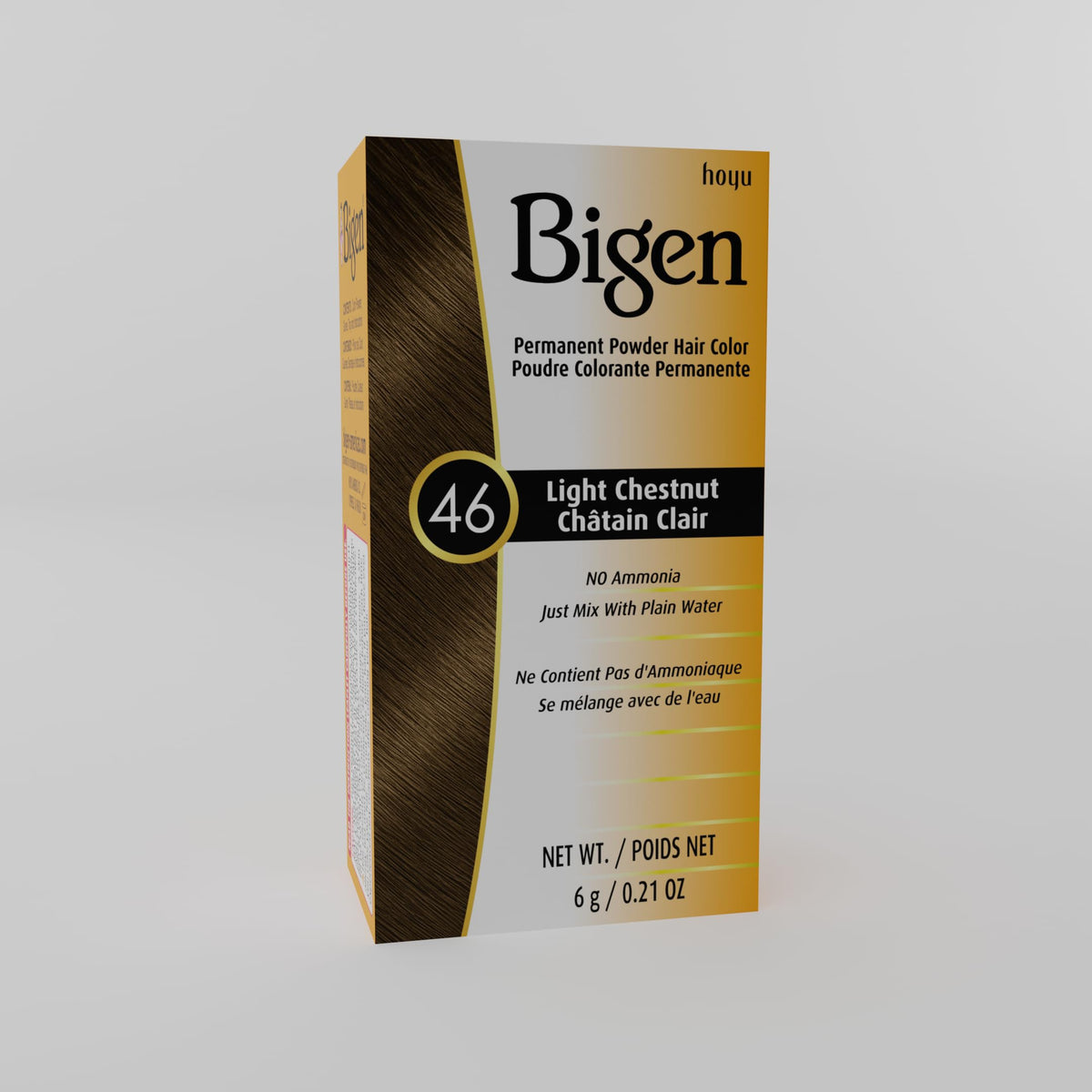 Bigen Light Chestnut gloved application for precise coverage.
