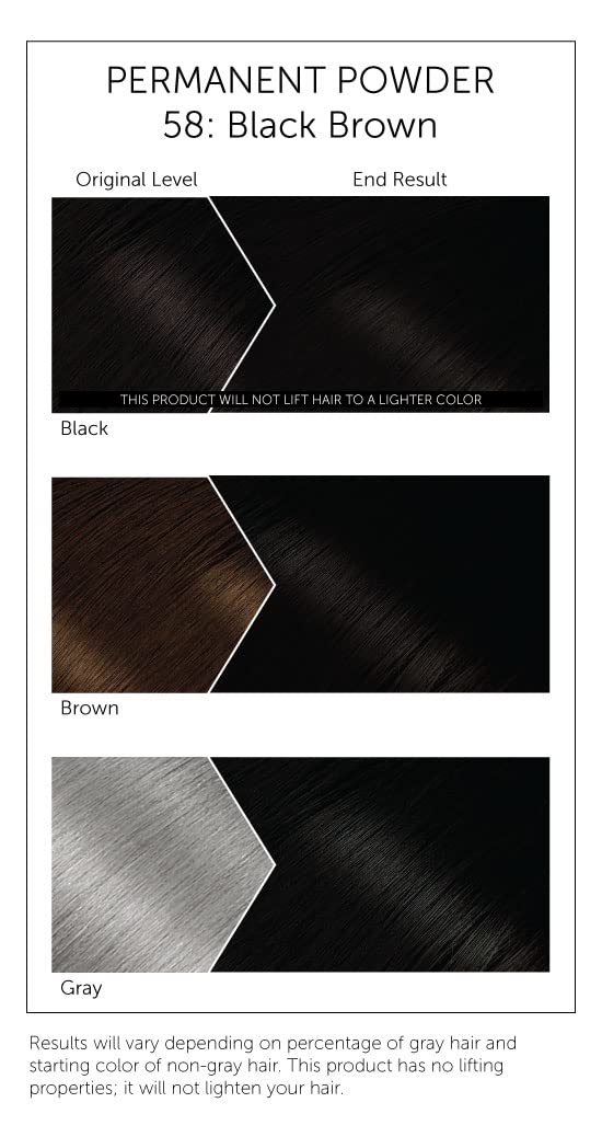 Bigen color swatch shows rich 58 Black Brown shade.