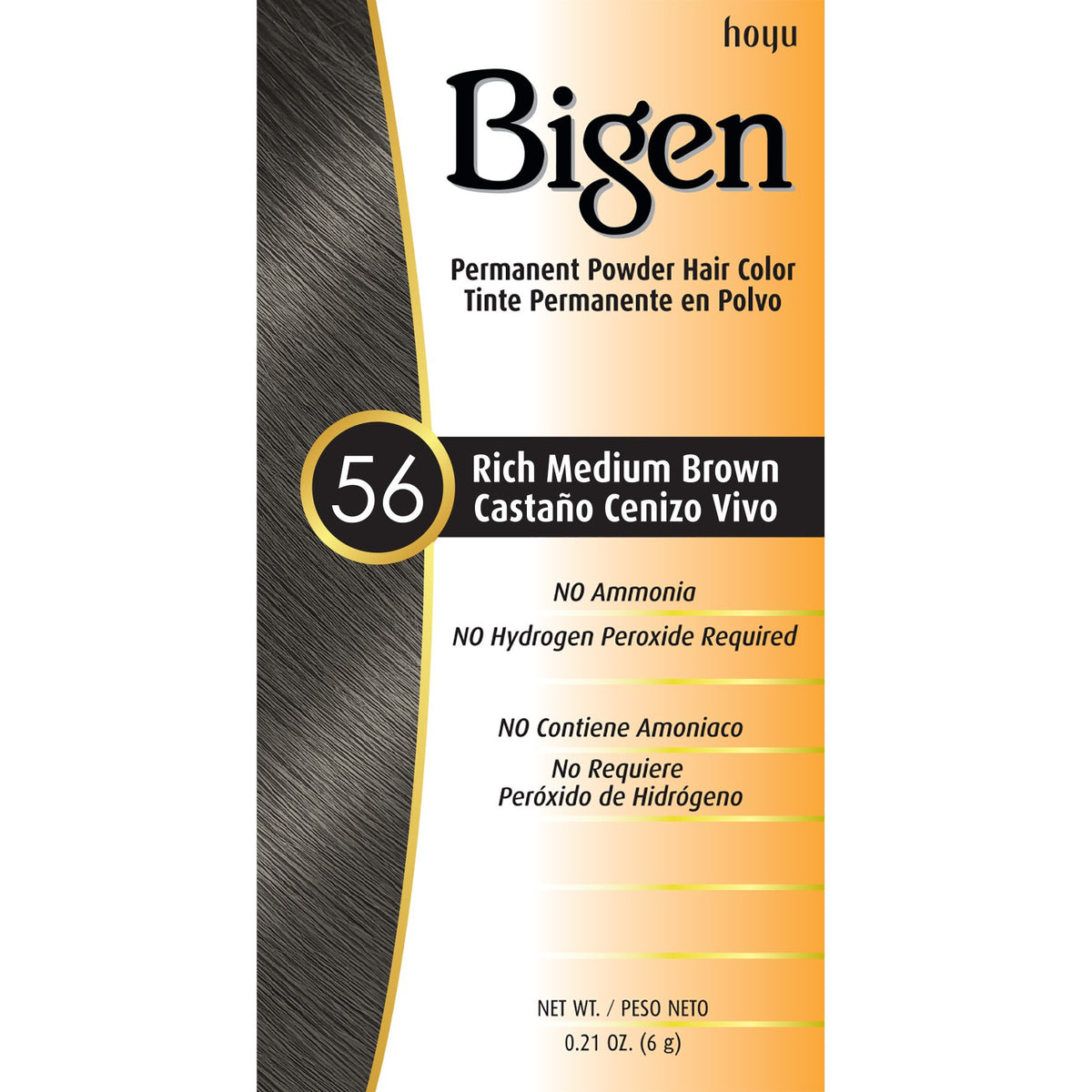 Bigen Powder Hair Color #56 Rich Medium Brown, ammonia-free formula for gentle, no-lift color