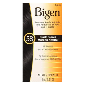 Bigen Powder Hair Color 58 Black Brown 3-Pack for natural, long-lasting shade.