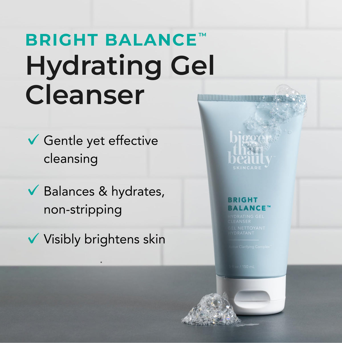 Close-up of gel texture from Bigger Than Beauty for lightweight cleansing