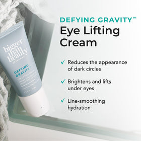 Silky texture of Bigger Than Beauty Defying Gravity eye cream ready for quick absorption