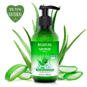 BIGHTURE Aloe Vera Gel used as lightweight leave-in conditioner for hair.