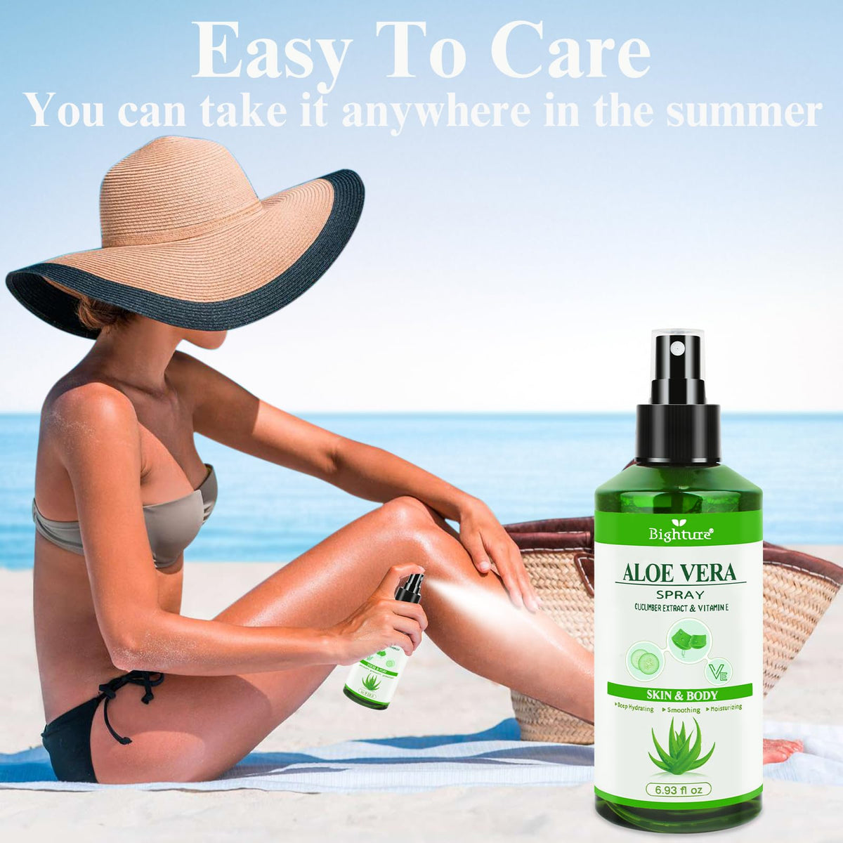 BIGHTURE Aloe Vera Spray supports skin and hair hydration after showers