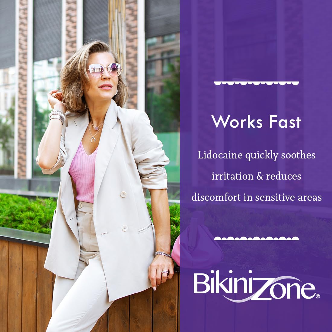 Close-up of smooth skin after Bikini Zone crème application