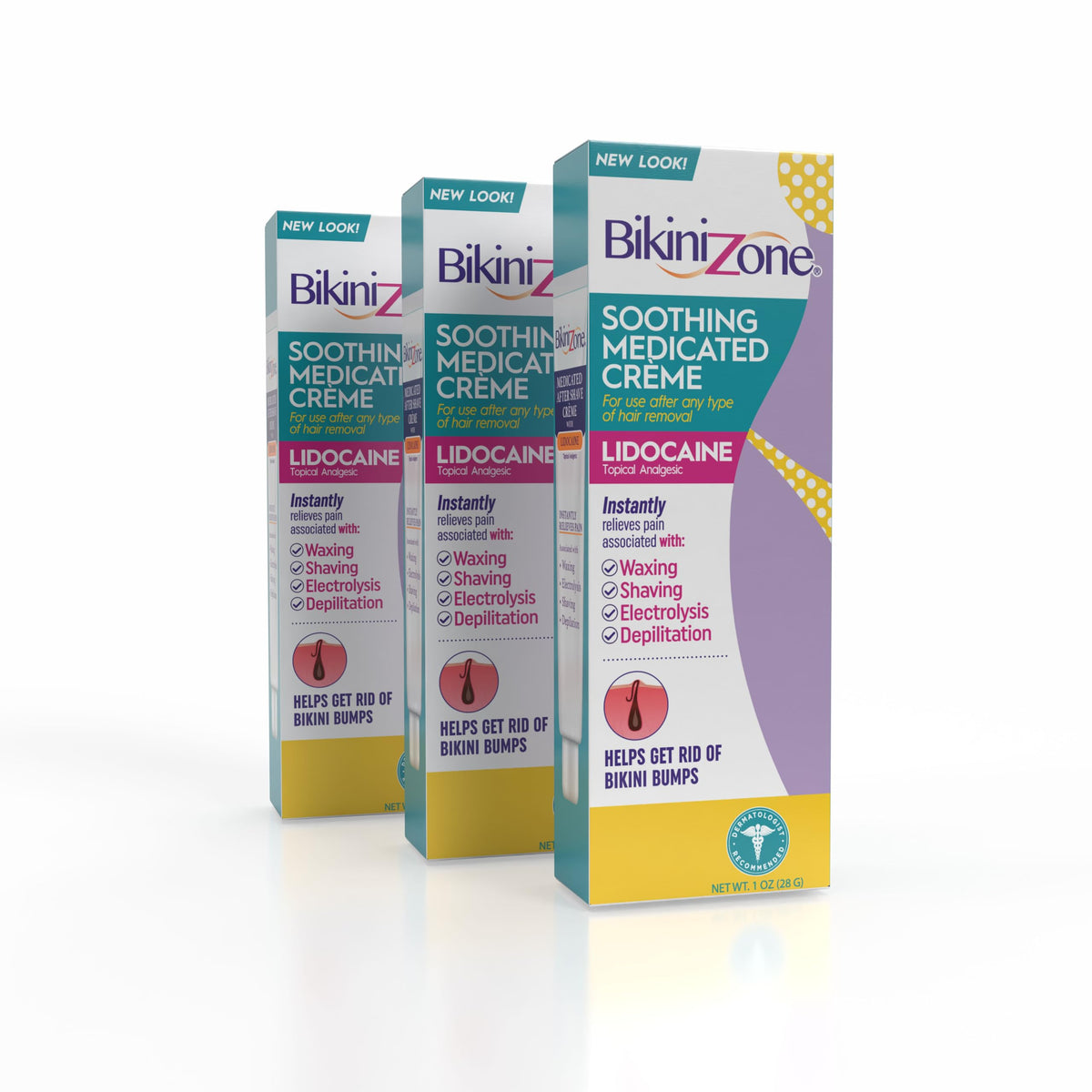 Bikini Zone medicated after shave crème bottle ready for use on irritated bikini-area