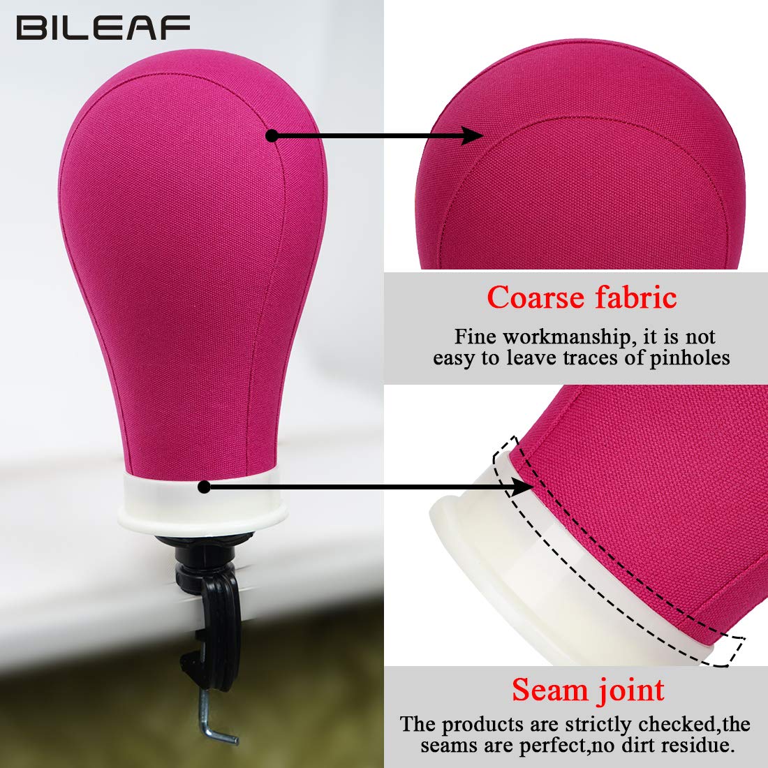 Bileaf wig head on clamp stand for easy styling