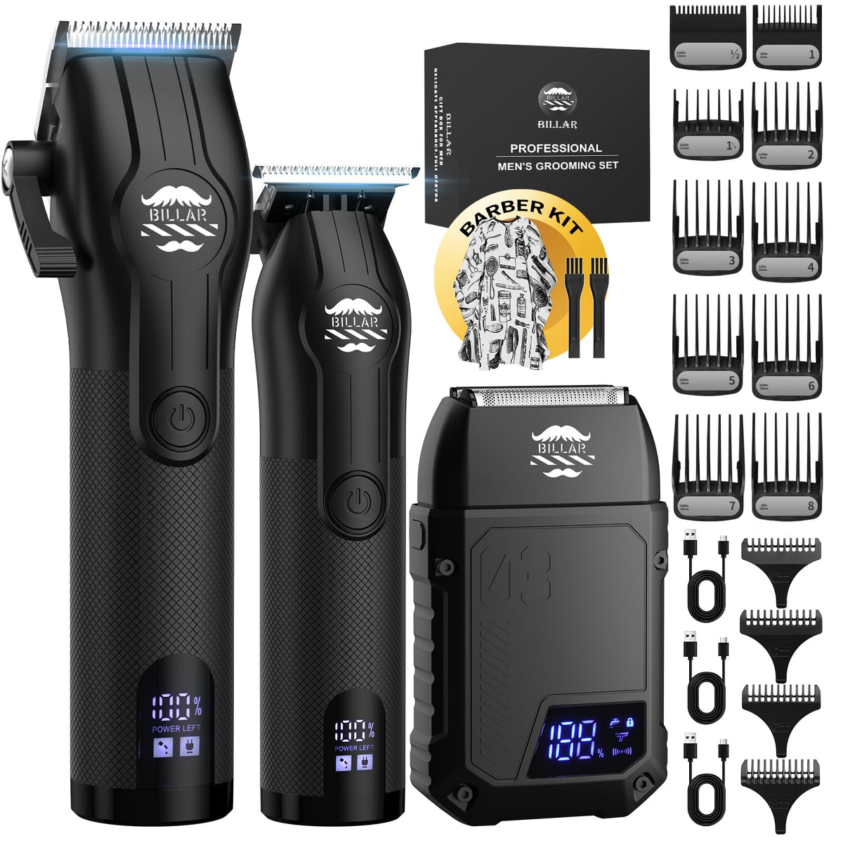 BILLAR cordless barber kit clipper promotes precise fades