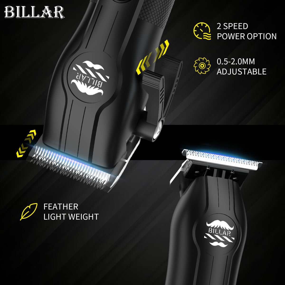 BILLAR cordless barber kit trimmer shaping details