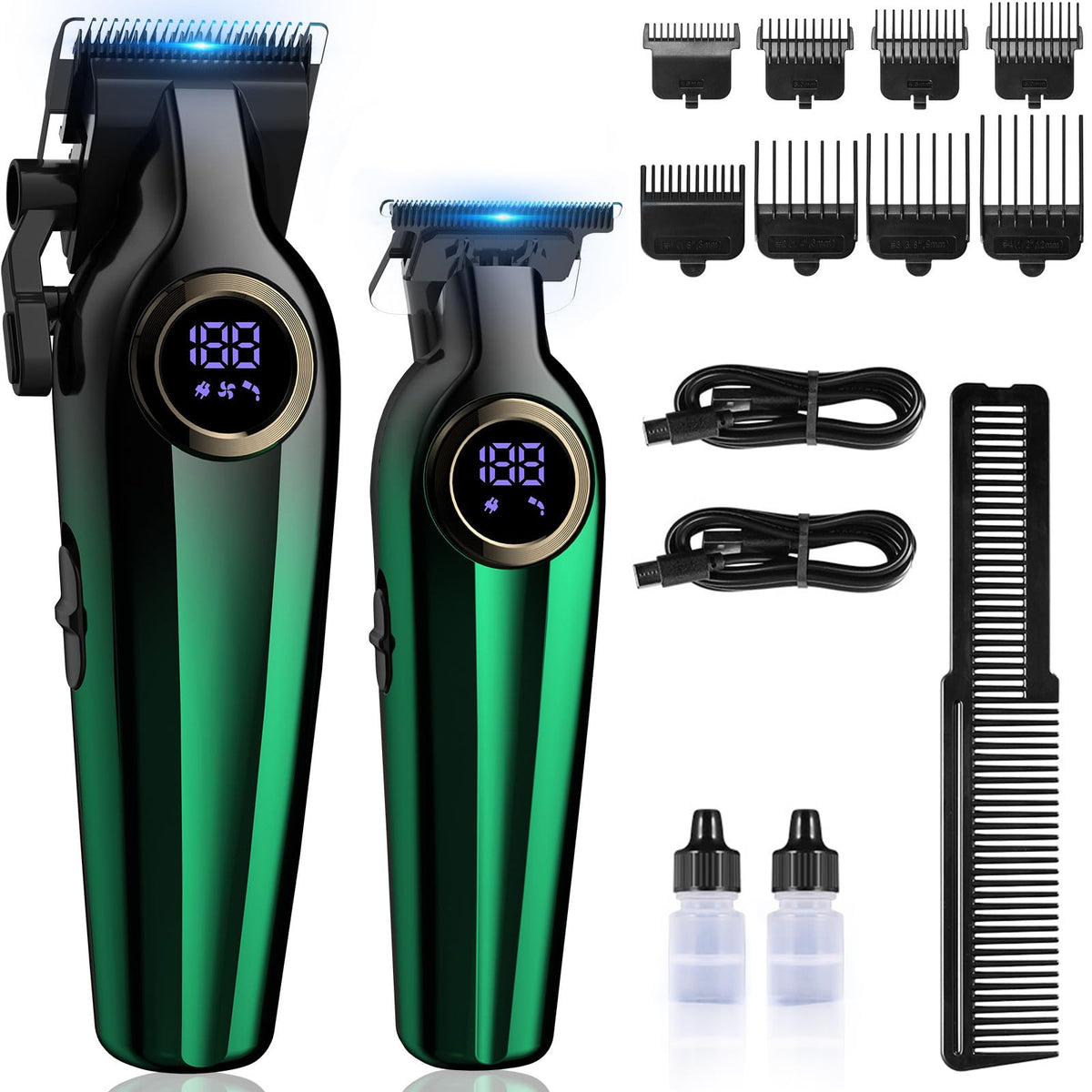 BILLAR professional hair clipper green front view for precise fades and clean outlines.