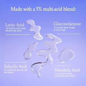 Billie AHA Deodorant Lavender Milk dries clear on skin for a seamless look.