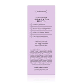 Underarm application scene with Billie AHA Deodorant Lavender Milk in use.