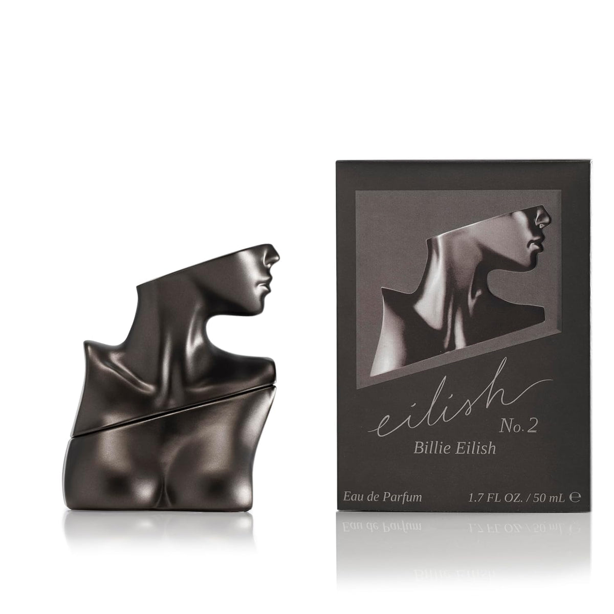 Billie Eilish No. 2 bottle front view highlights the woody floral perfume for daily wear.