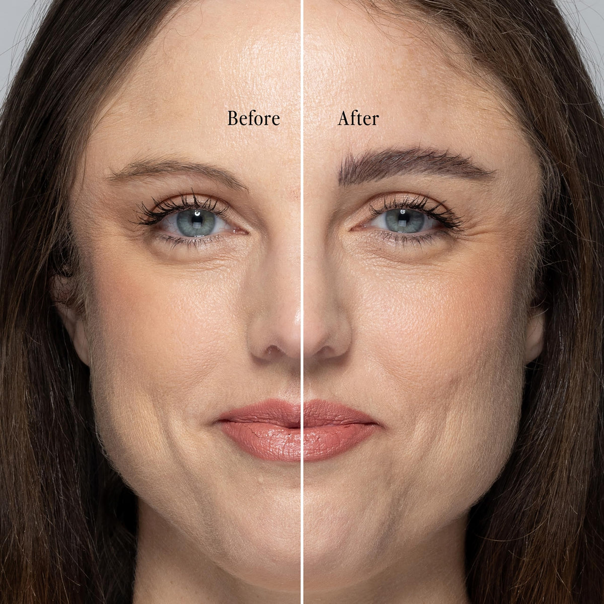 BDB brow pen in action creating natural brow texture with microblade look.