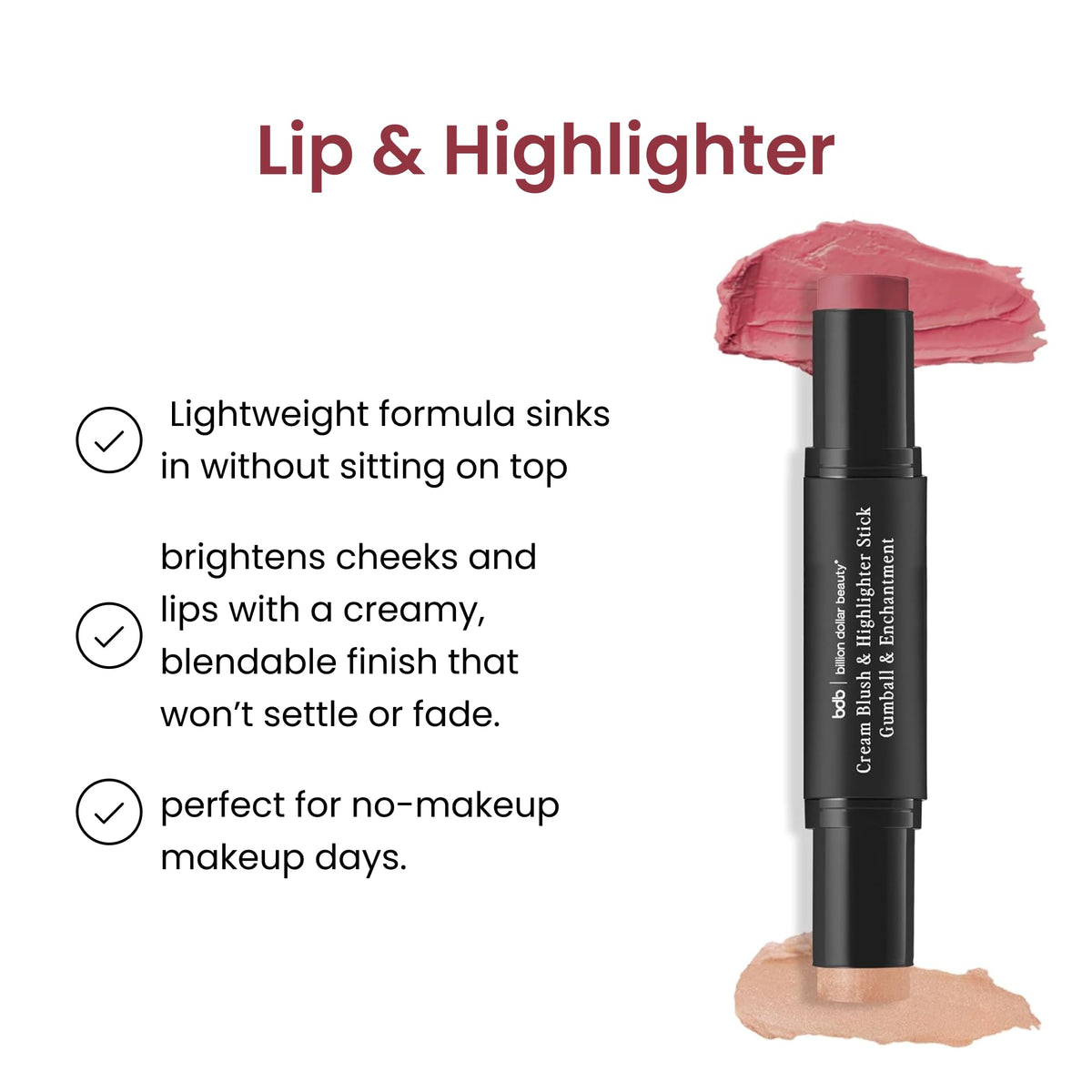 Soft pink tone suitable for rosy lips or cheeks by Billion Dollar Brows.