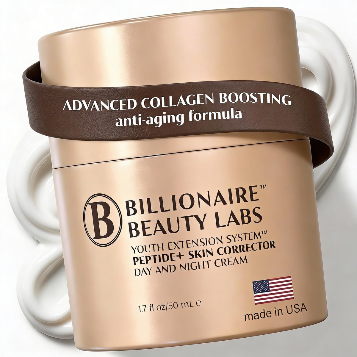 Billionaire Beauty Labs peptide cream used on face and neck for daily firming