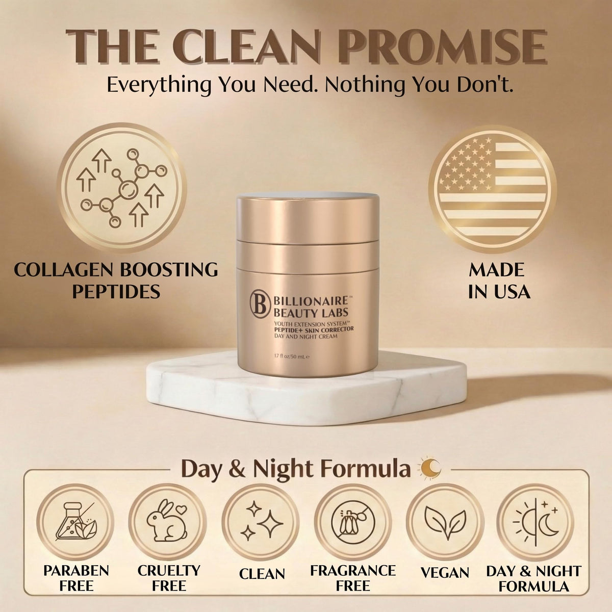 Neck-application with Billionaire Beauty Labs peptide cream for firming