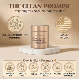Neck-application with Billionaire Beauty Labs peptide cream for firming