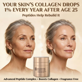 Close-up texture of Billionaire Beauty Labs peptide cream showing lightweight hydration