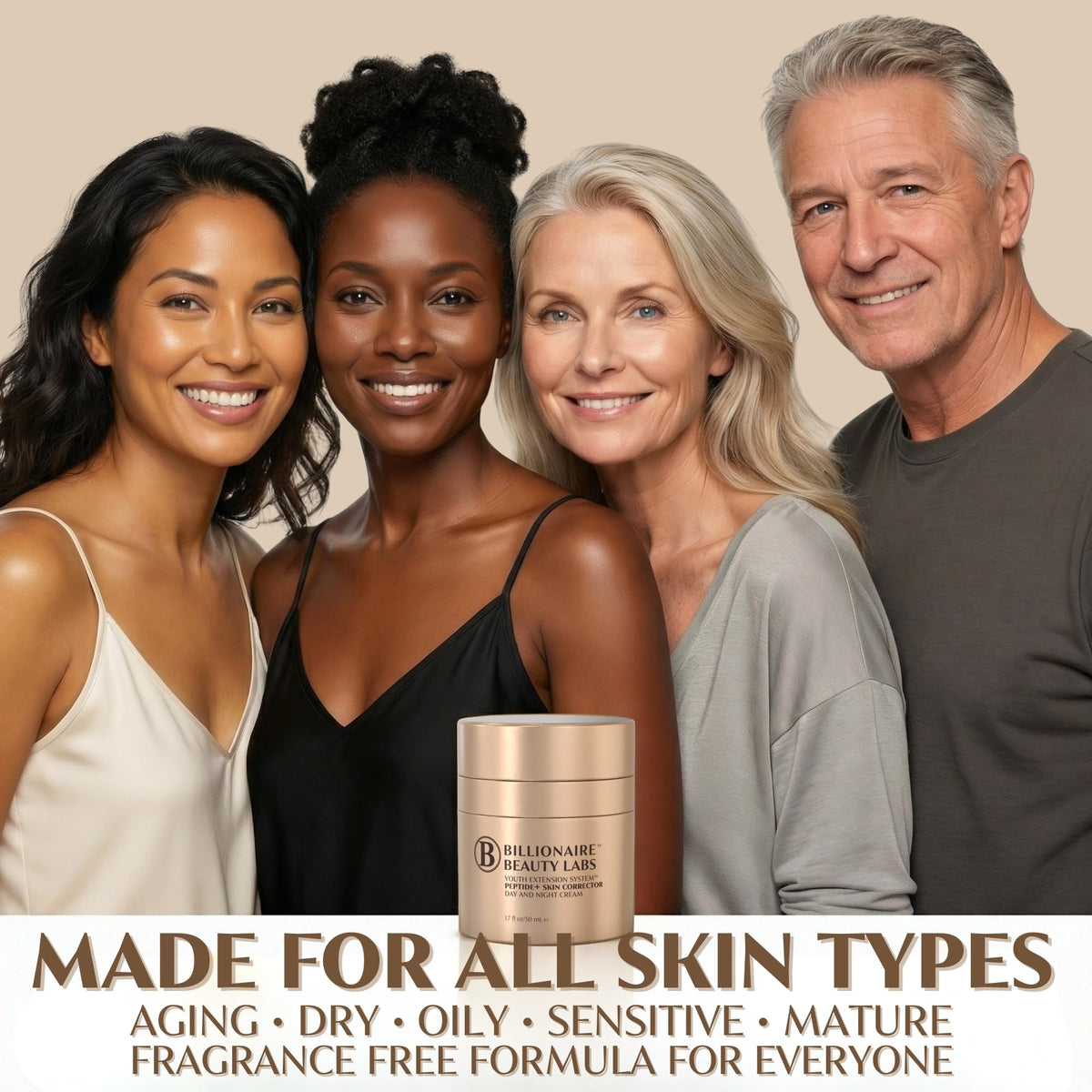 Vegan, cruelty-free Billionaire Beauty Labs peptide cream icon