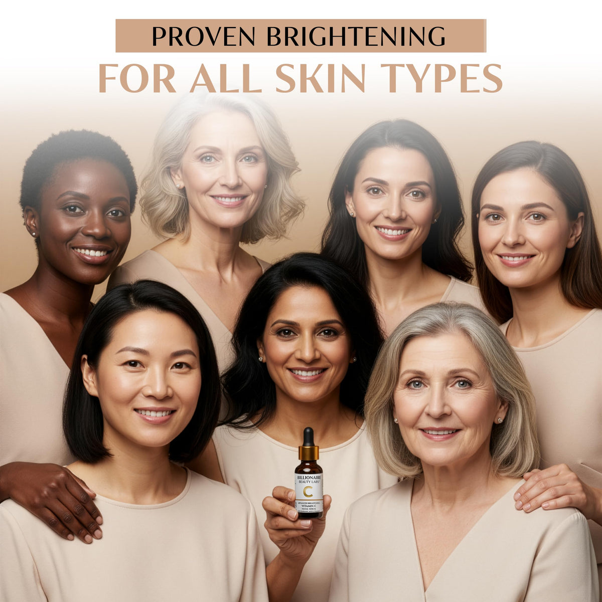 USA-made seal on Billionaire Beauty Labs serum signals trusted, domestically produced quality.