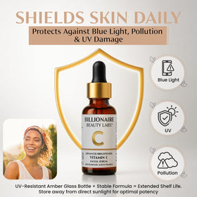 Billionaire Beauty Labs Vitamin C Serum offers dual antioxidant defense for brighter skin.
