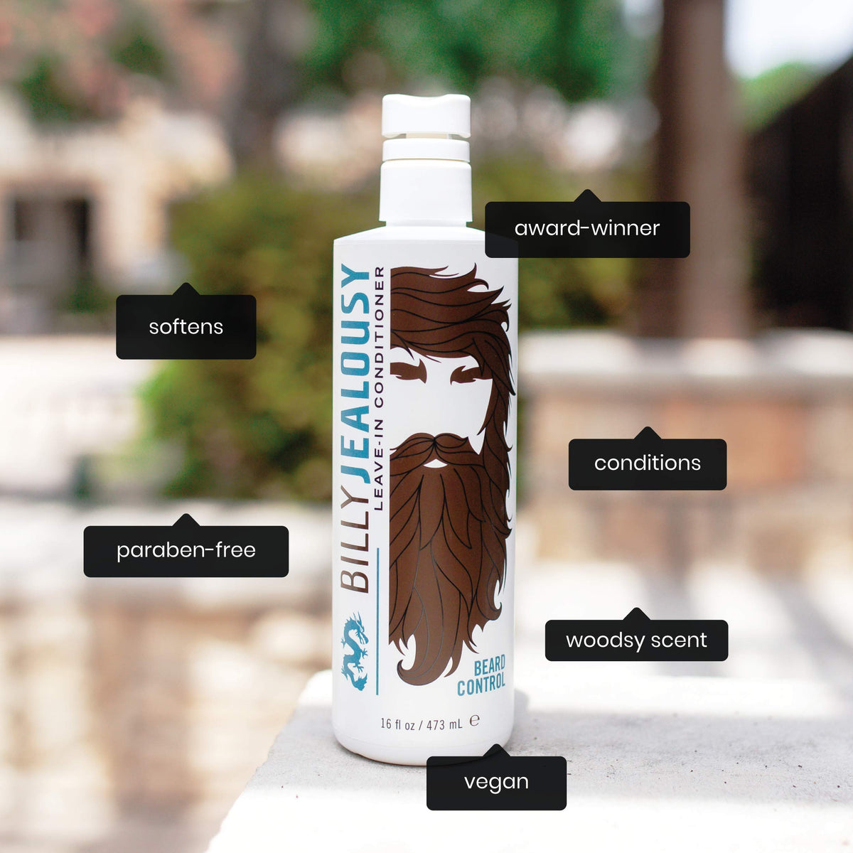 Billy Jealousy Beard Control matte finish for a subtle, defined beard.