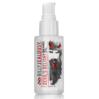 Billy Jealousy Devils Delight beard oil bottle showing weightless shine.