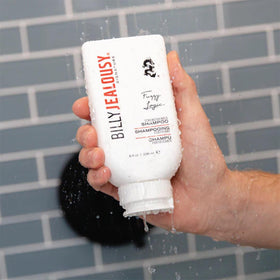 Billy Jealousy Fuzzy Logic natural ingredients shot reinforces no sulfates or parabens.