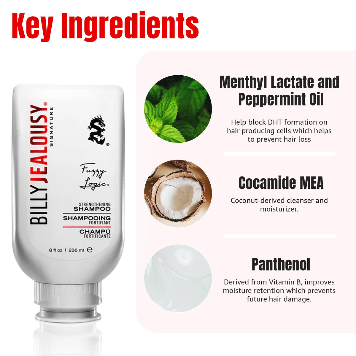 Billy Jealousy Fuzzy Logic pump image shows easy application for scalp cleansing.