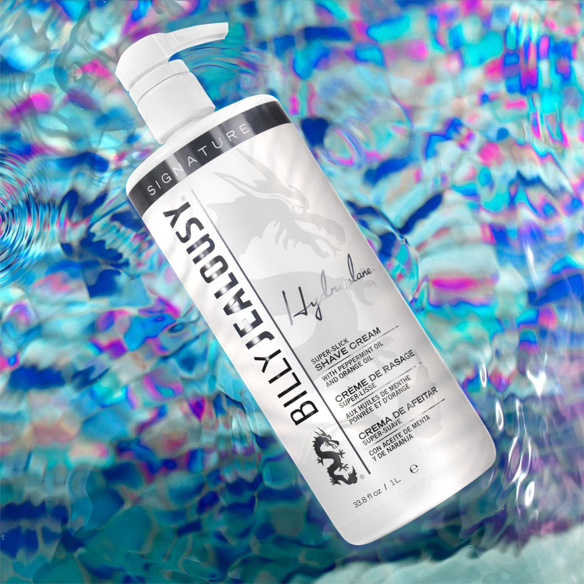Billy Jealousy Hydroplane label highlights grapefruit, orange and lime oils for conditioning.