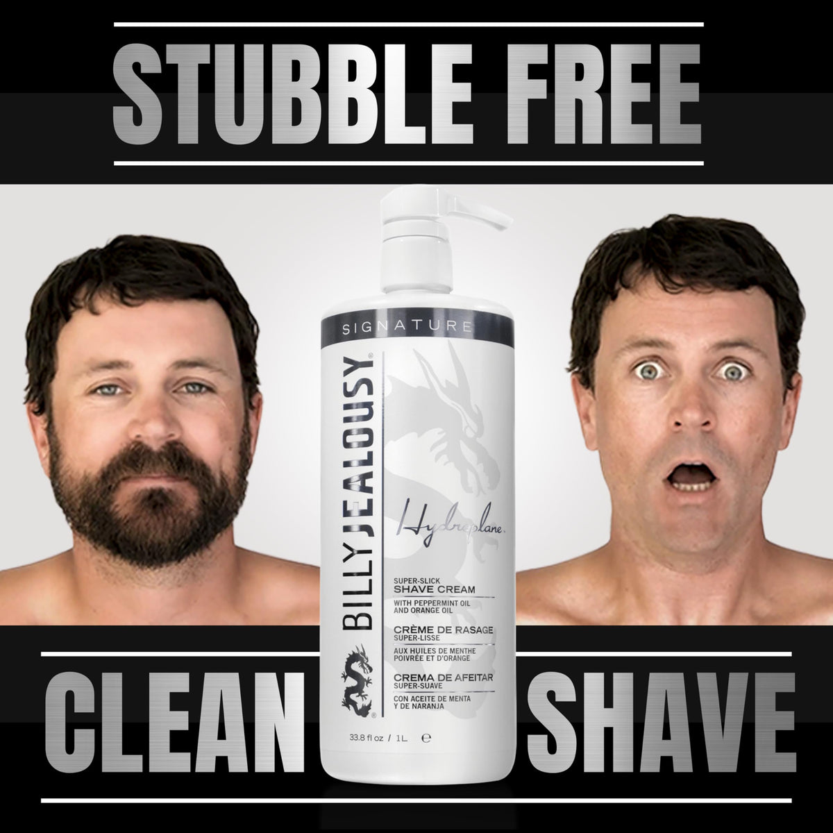 Billy Jealousy Hydroplane packaging signals cruelty-free, award-winning grooming heritage.