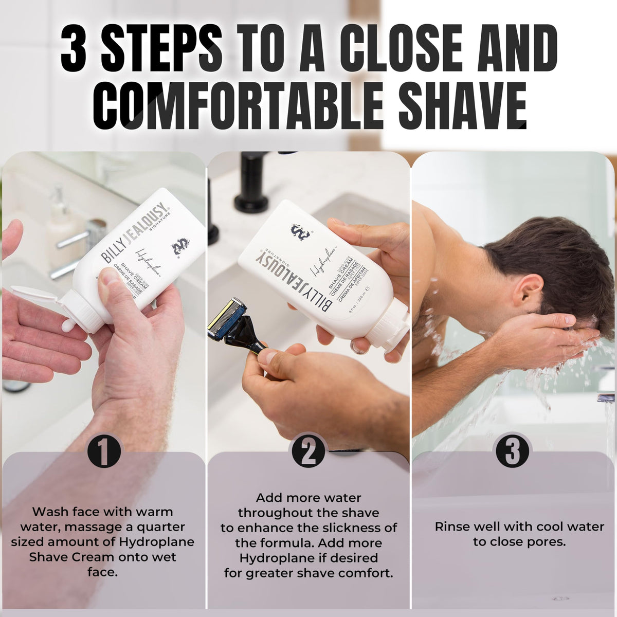 Billy Jealousy Hydroplane shave cream in action promotes smooth razor glide.